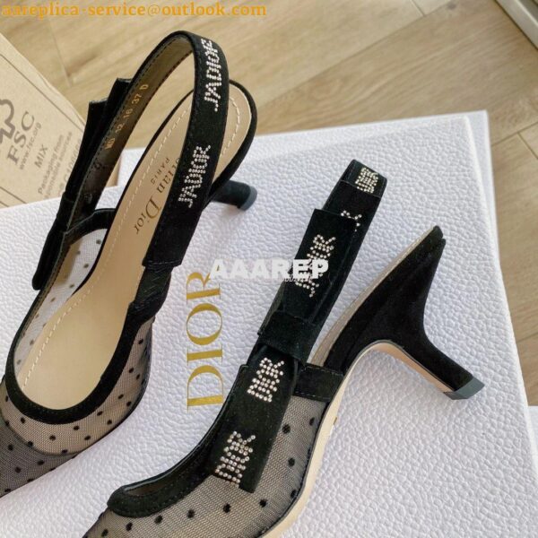 Replica Dior J'adior Slingback Black Plumetis Pump KCB567 12