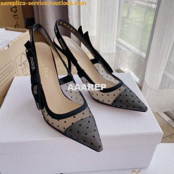 Replica Dior J'adior Slingback Black Plumetis Pump KCB567 13