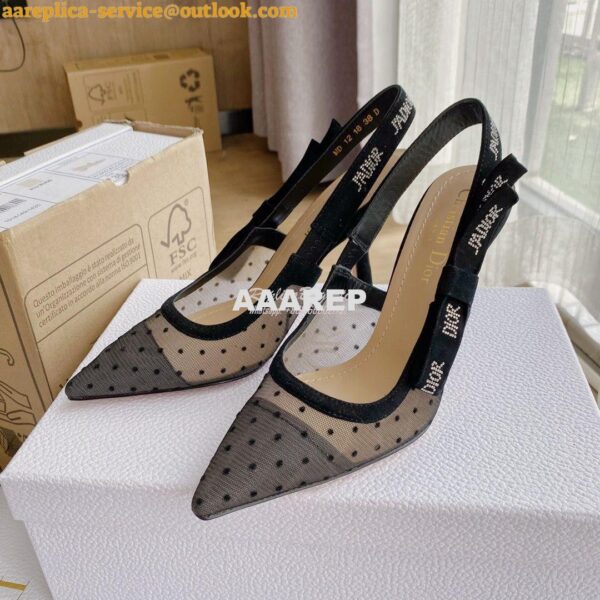 Replica Dior J'adior Slingback Black Plumetis Pump KCB567 14