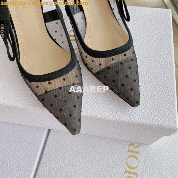 Replica Dior J'adior Slingback Black Plumetis Pump KCB567 15