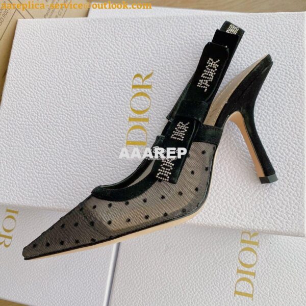 Replica Dior J'adior Slingback Black Plumetis Pump KCB567 17