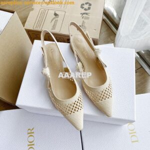 Replica Dior J'adior Slingback Pump Black Cream Embroidery KCP882 2