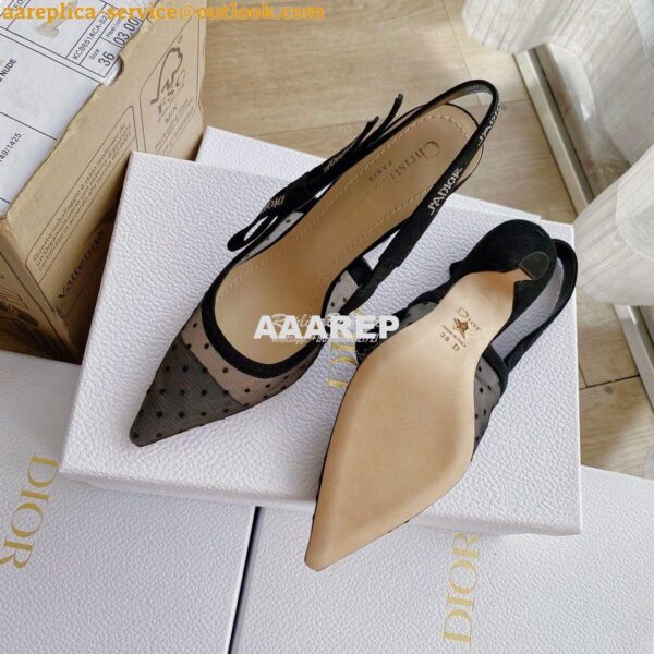 Replica Dior J'adior Slingback Black Plumetis Pump KCB567 18