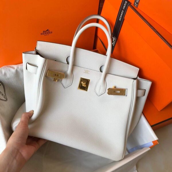 Replica Hermes Birkin Handbags Designer Hermes Tote Bag Togo Leather 28331 White 3