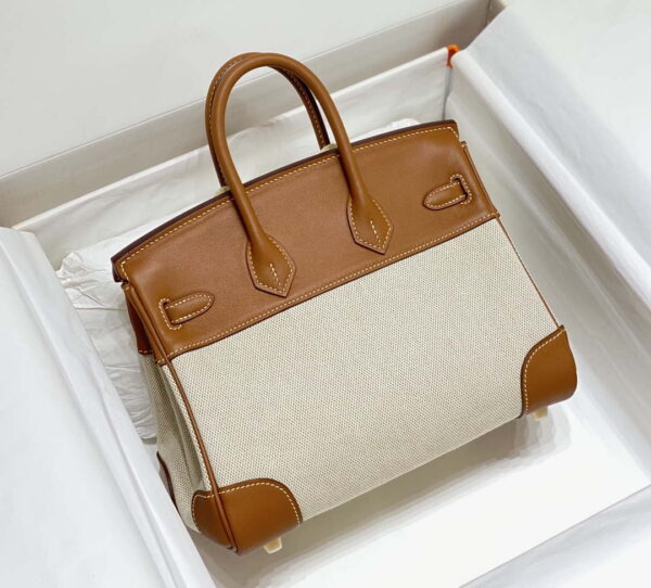 Replica Hermes Birkin Tote Bag Swift leather with canvas 285899 3