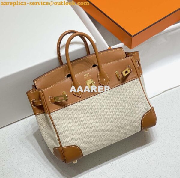 Replica Hermes Birkin Tote Bag Swift leather with canvas 285899 4