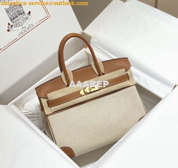 Replica Hermes Birkin Tote Bag Swift leather with canvas 285899 11