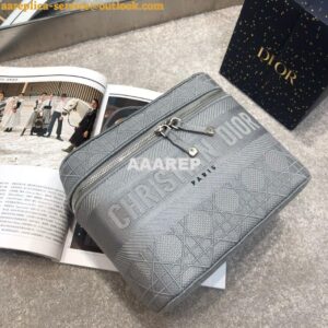 Replica Dior Travel Vanity Bag Light Gray Cannage Embroidery S5417 2