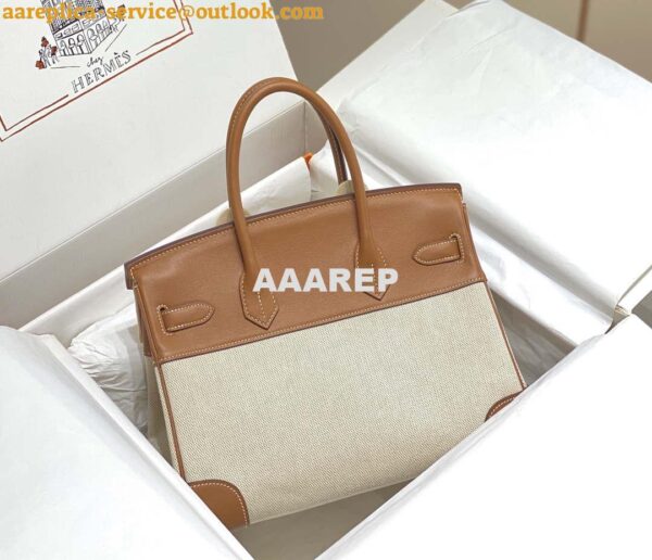 Replica Hermes Birkin Tote Bag Swift leather with canvas 285899 12