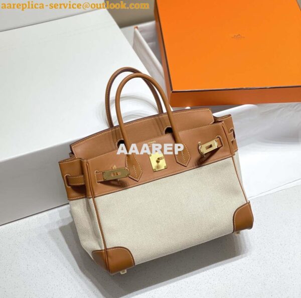 Replica Hermes Birkin Tote Bag Swift leather with canvas 285899 15