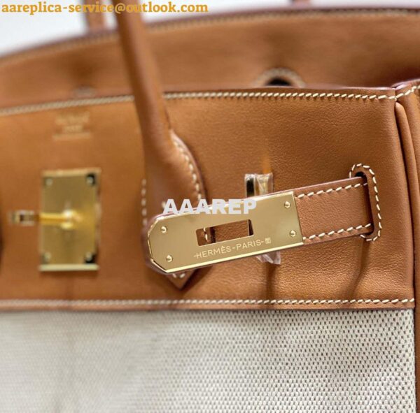 Replica Hermes Birkin Tote Bag Swift leather with canvas 285899 17