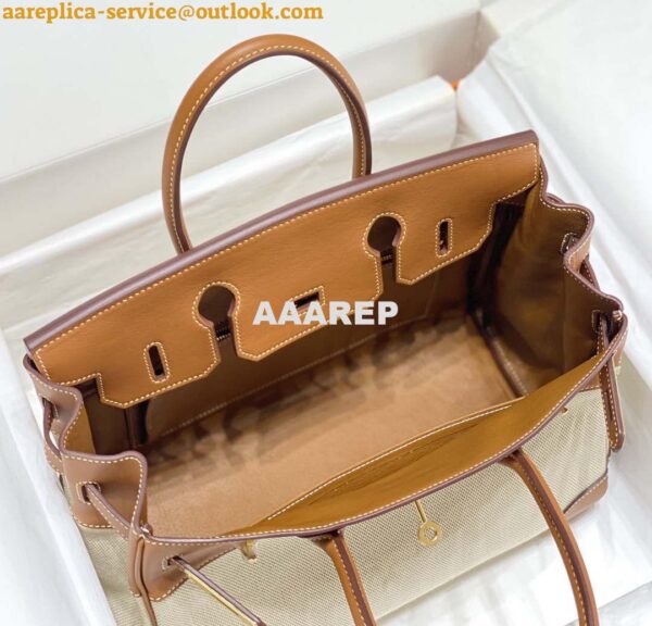 Replica Hermes Birkin Tote Bag Swift leather with canvas 285899 19