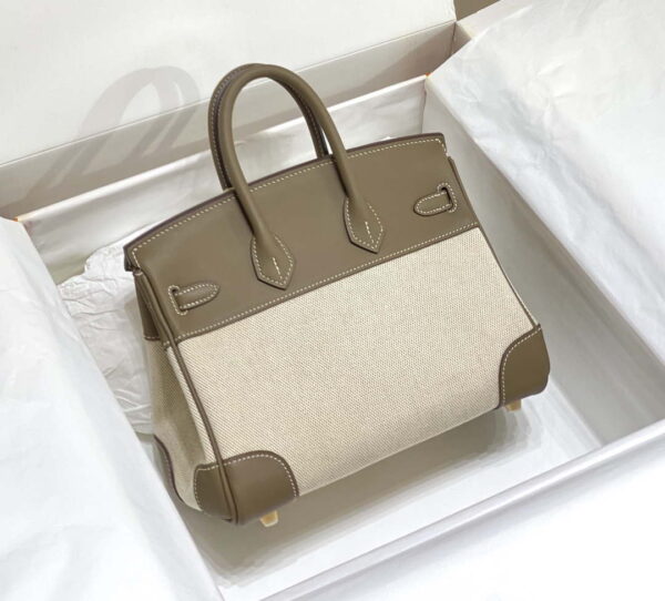 Replica Hermes Birkin Tote Bag Swift leather with canvas 285900 3