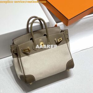 Replica Hermes Birkin Tote Bag Swift leather with canvas 285900 2