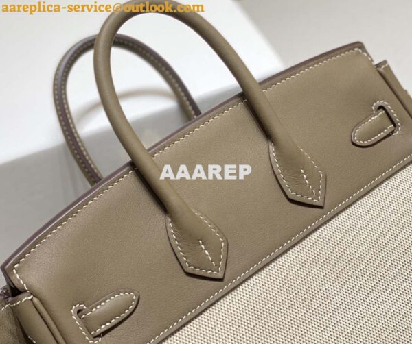 Replica Hermes Birkin Tote Bag Swift leather with canvas 285900 5