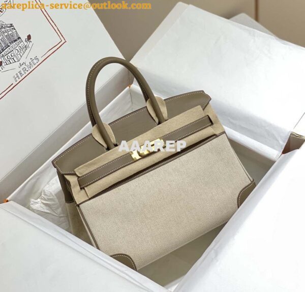 Replica Hermes Birkin Tote Bag Swift leather with canvas 285900 9