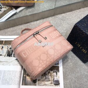 Replica Dior Travel Vanity Bag Pink Cannage Embroidery S5417 2