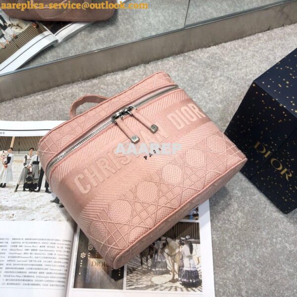 Replica Dior Travel Vanity Bag Pink Cannage Embroidery S5417 2