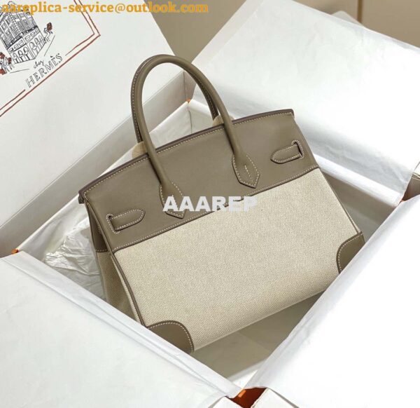 Replica Hermes Birkin Tote Bag Swift leather with canvas 285900 10