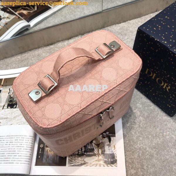 Replica Dior Travel Vanity Bag Pink Cannage Embroidery S5417 3