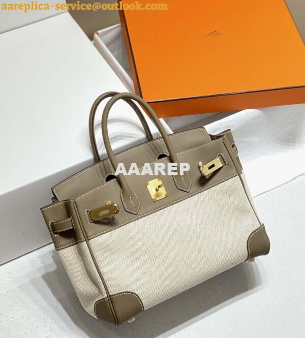 Replica Hermes Birkin Tote Bag Swift leather with canvas 285900 13