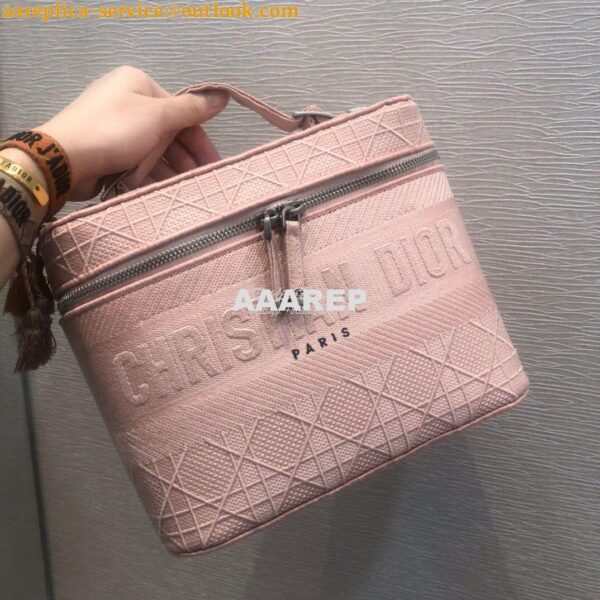 Replica Dior Travel Vanity Bag Pink Cannage Embroidery S5417 4