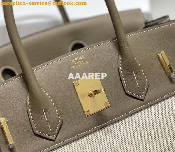 Replica Hermes Birkin Tote Bag Swift leather with canvas 285900 13