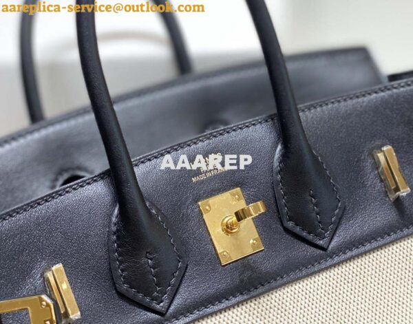 Replica Hermes Birkin Tote Bag Swift leather with canvas 285901 7