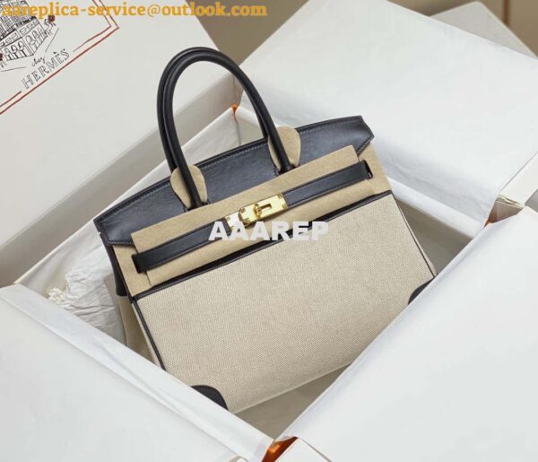 Replica Hermes Birkin Tote Bag Swift leather with canvas 285901 11