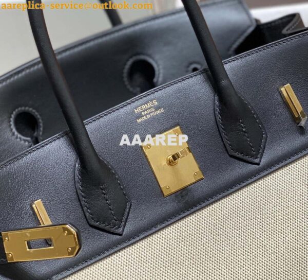 Replica Hermes Birkin Tote Bag Swift leather with canvas 285901 15