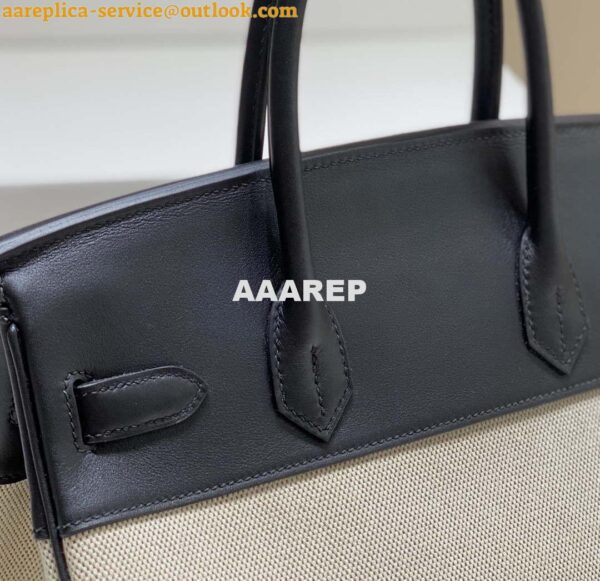 Replica Hermes Birkin Tote Bag Swift leather with canvas 285901 17