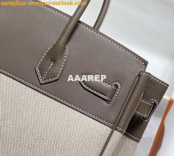 Replica Hermes Birkin Tote Bag Swift leather with canvas 285902 5