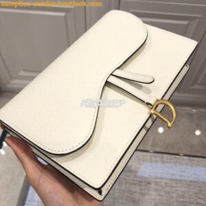 Replica Dior White Saddle Calfskin Clutch 2