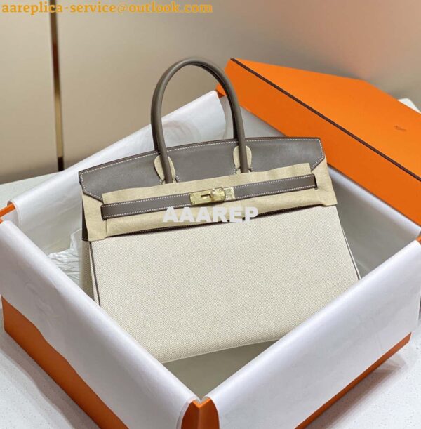 Replica Hermes Birkin Tote Bag Swift leather with canvas 285902 11