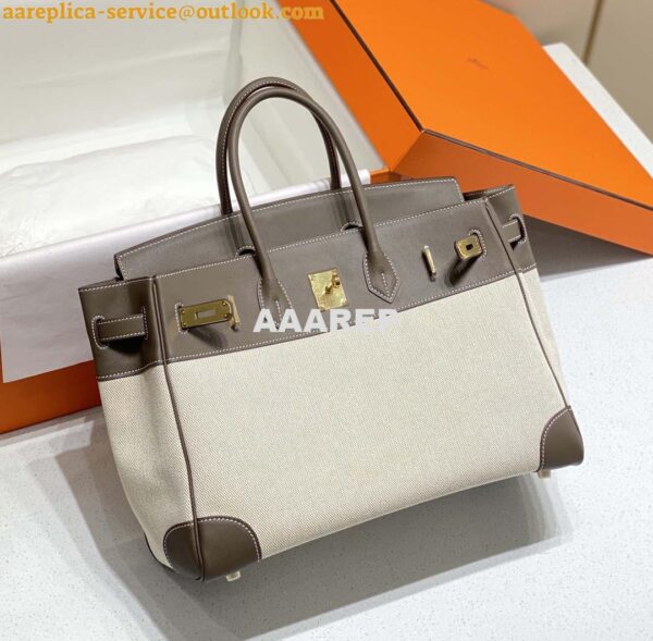 Replica Hermes Birkin Tote Bag Swift leather with canvas 285902 13