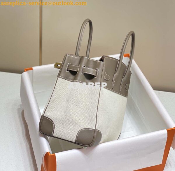 Replica Hermes Birkin Tote Bag Swift leather with canvas 285902 14