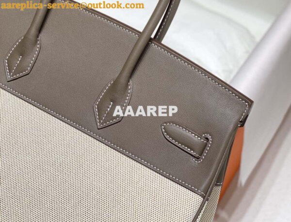 Replica Hermes Birkin Tote Bag Swift leather with canvas 285902 15