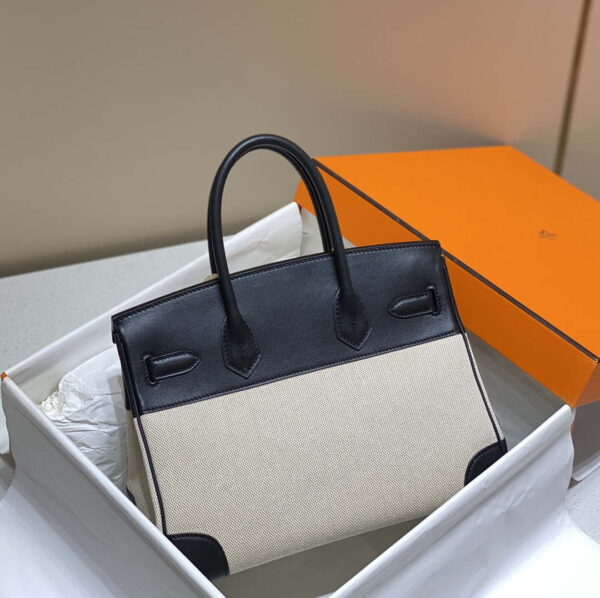 Replica Hermes Birkin Tote Bag Swift leather with canvas 285904 3