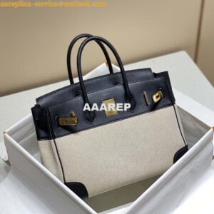 Replica Hermes Birkin Tote Bag Swift leather with canvas 285904 2