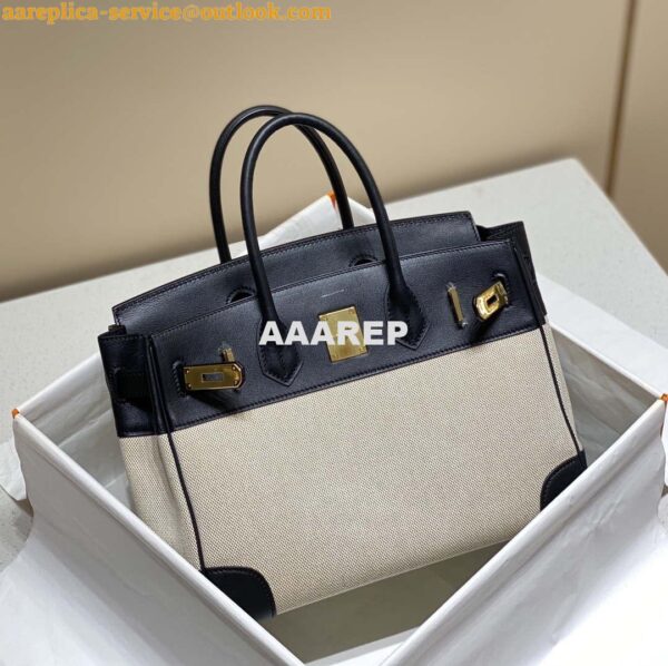 Replica Hermes Birkin Tote Bag Swift leather with canvas 285904 4