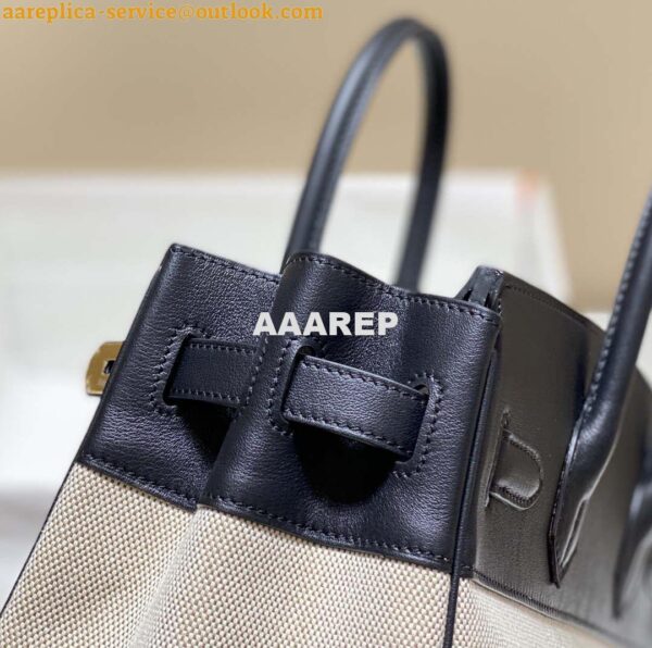 Replica Hermes Birkin Tote Bag Swift leather with canvas 285904 5