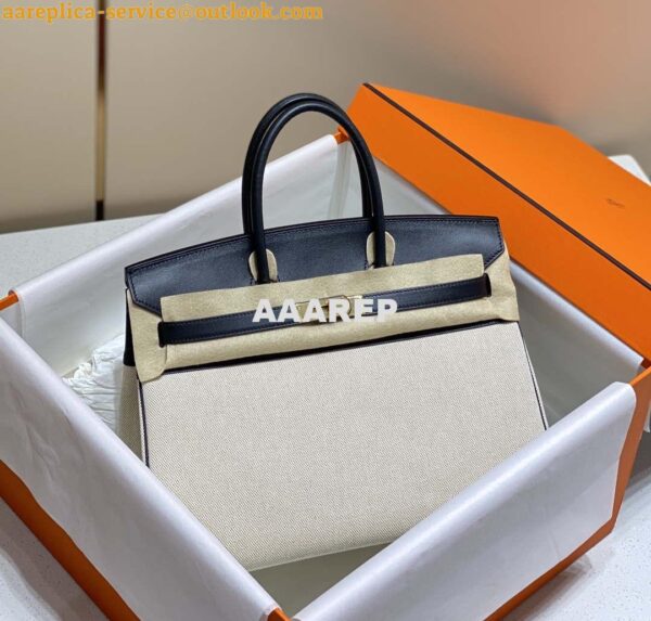 Replica Hermes Birkin Tote Bag Swift leather with canvas 285904 11