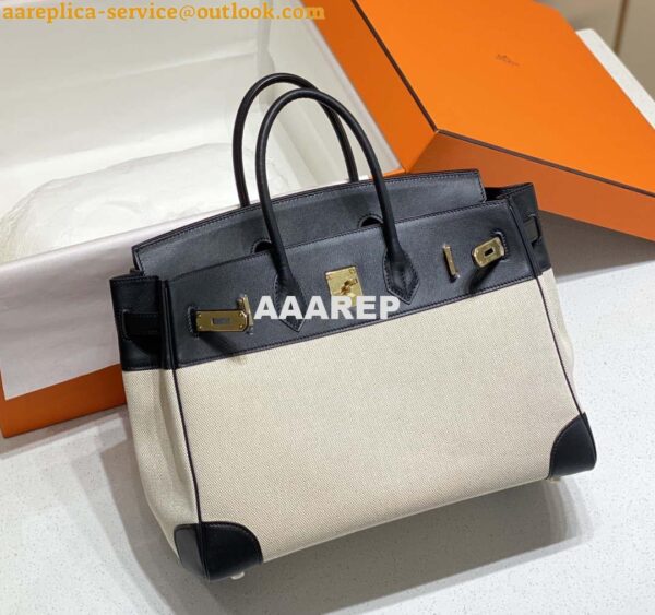 Replica Hermes Birkin Tote Bag Swift leather with canvas 285904 13