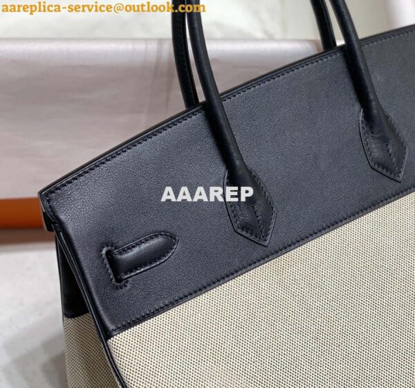 Replica Hermes Birkin Tote Bag Swift leather with canvas 285904 15