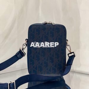 Replica Dior World Tour Messenger Pouch Blue Oblique Galaxy Leather