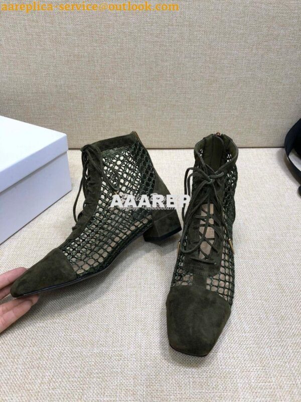 Replica Dior Naughtily-D Ankle Boot Green Mesh and Suede Calfskin KCI4 6