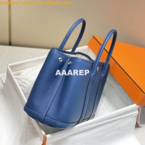 Replica Hermes Blue Clemence Garden Party 30cm Bag H239040 2