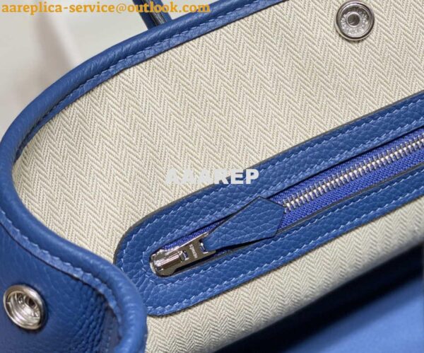 Replica Hermes Blue Clemence Garden Party 30cm Bag H239040 9