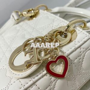 Replica Lady Dior Bag Micro Dioramour Latte Cannage Lambskin with Hear 2