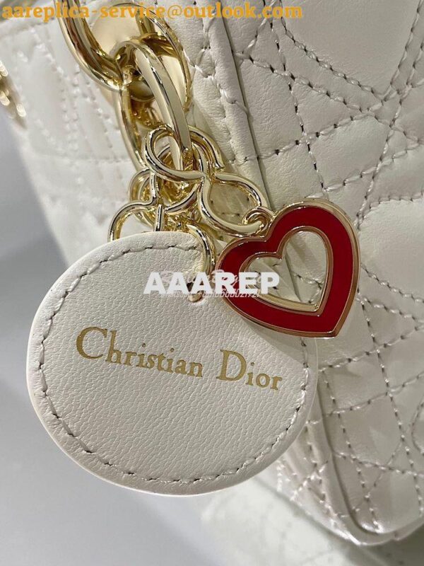 Replica Lady Dior Bag Micro Dioramour Latte Cannage Lambskin with Hear 5